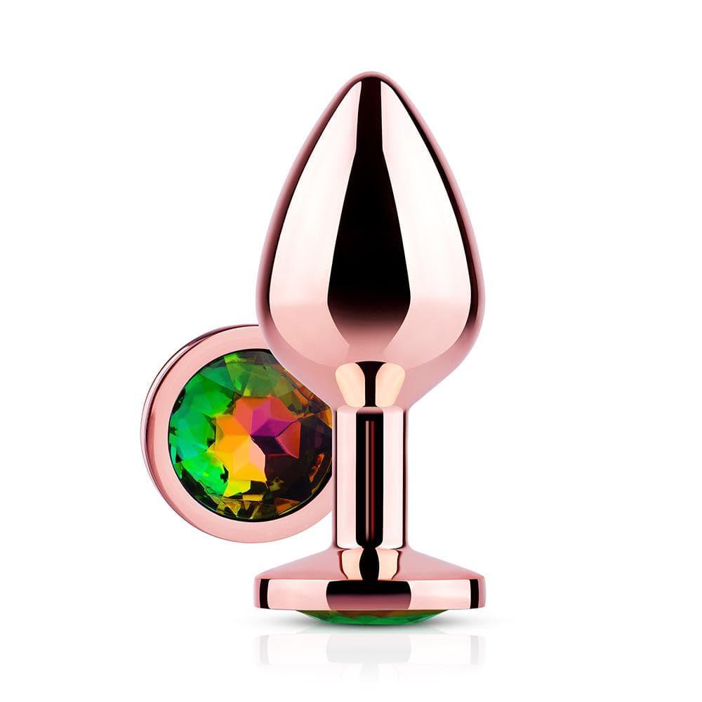 Rainbow Gem Rose Gold Metal Butt Plug